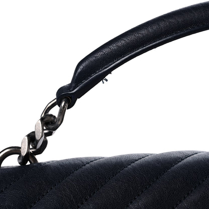 Saint Laurent Sheepskin Matelasse Chevron Monogram Large College Satchel Navy Blue 14 of 16