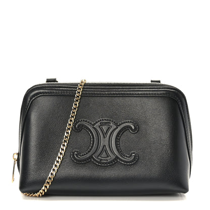 Celine Smooth Calfskin Cuir Triomphe Clutch on Chain Black 1 of 9