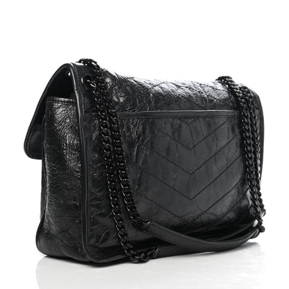 Saint Laurent Crinkled Calfskin Matelasse Monogram Medium Niki Chain Satchel Black 2 of 4