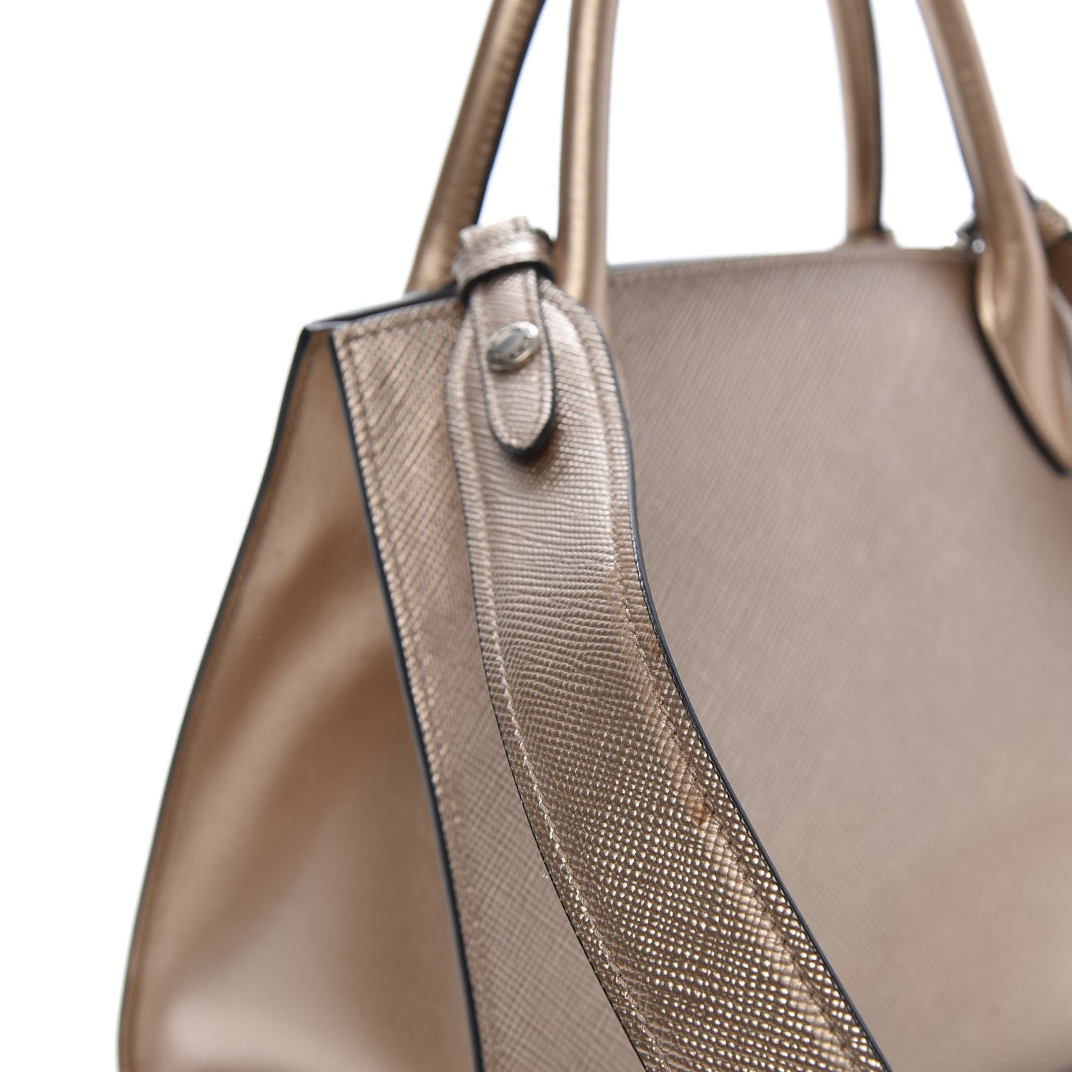 Prada Saffiano Cuir Calfskin Small Monochrome Top Handle Tote Quarzo Mordo 12 of 13