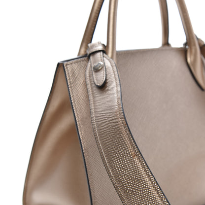 Prada Saffiano Cuir Calfskin Small Monochrome Top Handle Tote Quarzo Mordo 12 of 13