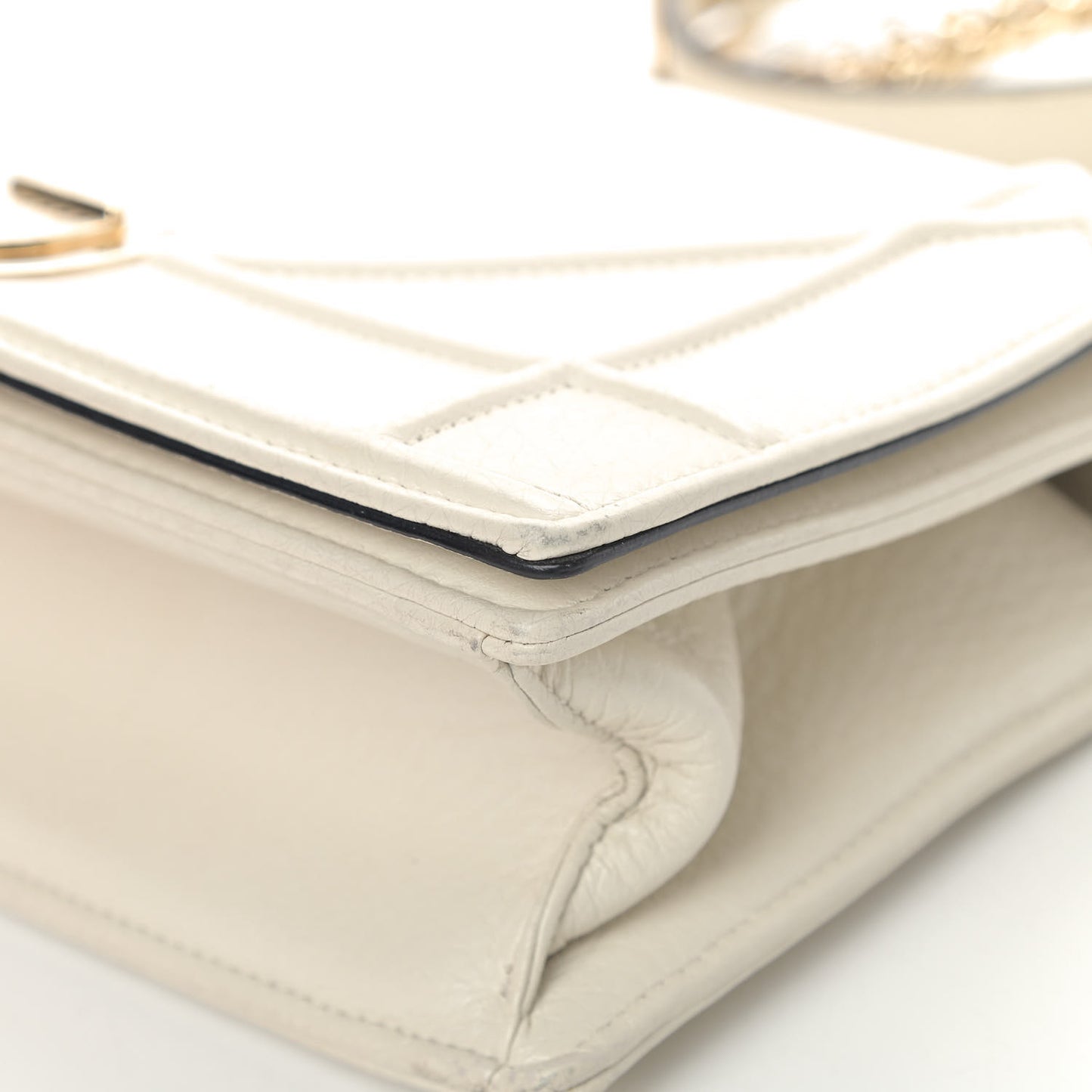 Grained Calfskin Small Diorama Flap Bag Off White