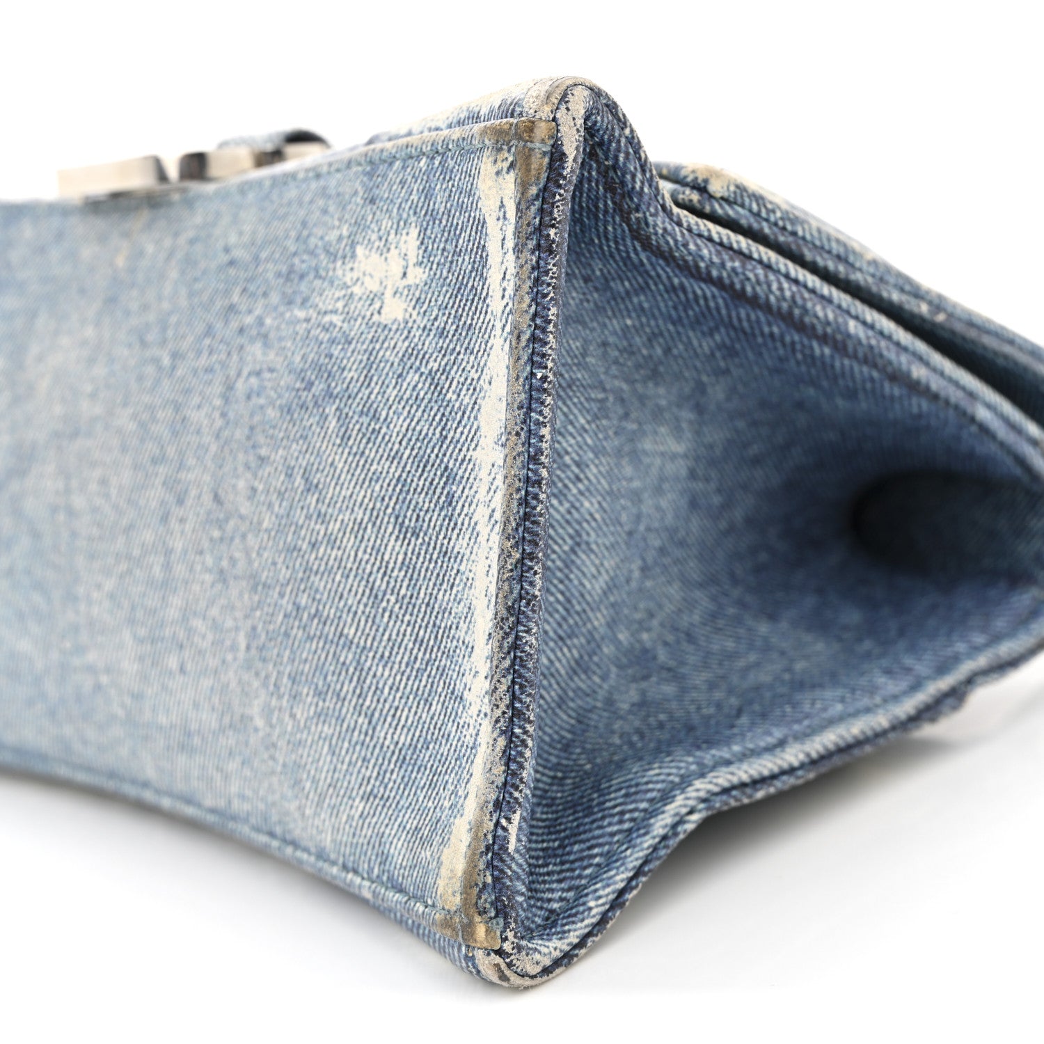Balenciaga Nappa Denim Printed Hourglass Top Handle Bag Small Denim Blue 10 of 13