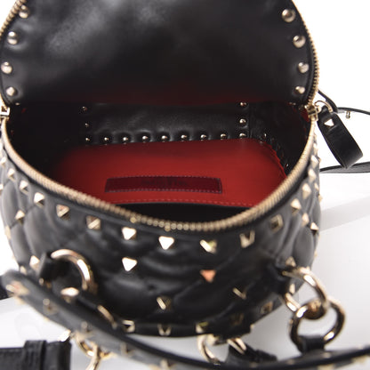 Valentino Garavani Lambskin VLTN Print Quilted Mini Rockstud Spike Backpack Black 5 of 8