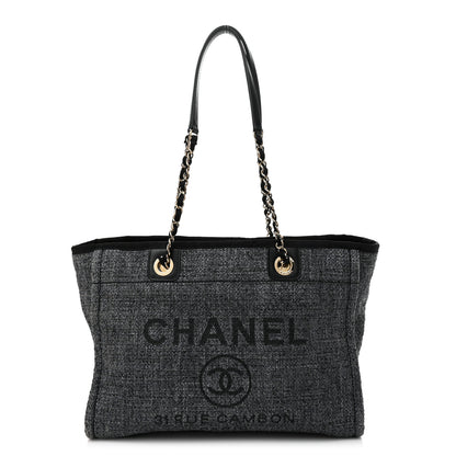 Chanel Woven Straw Raffia Small Deauville Tote Charcoal 1 of 10