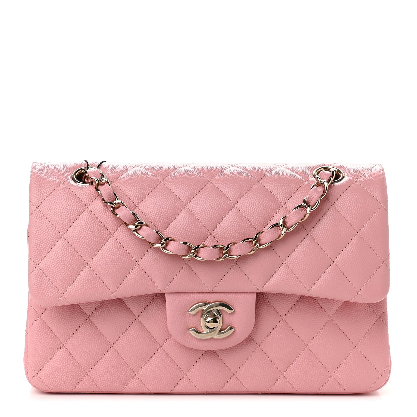 Caviar Quilted Small Double Flap Pink