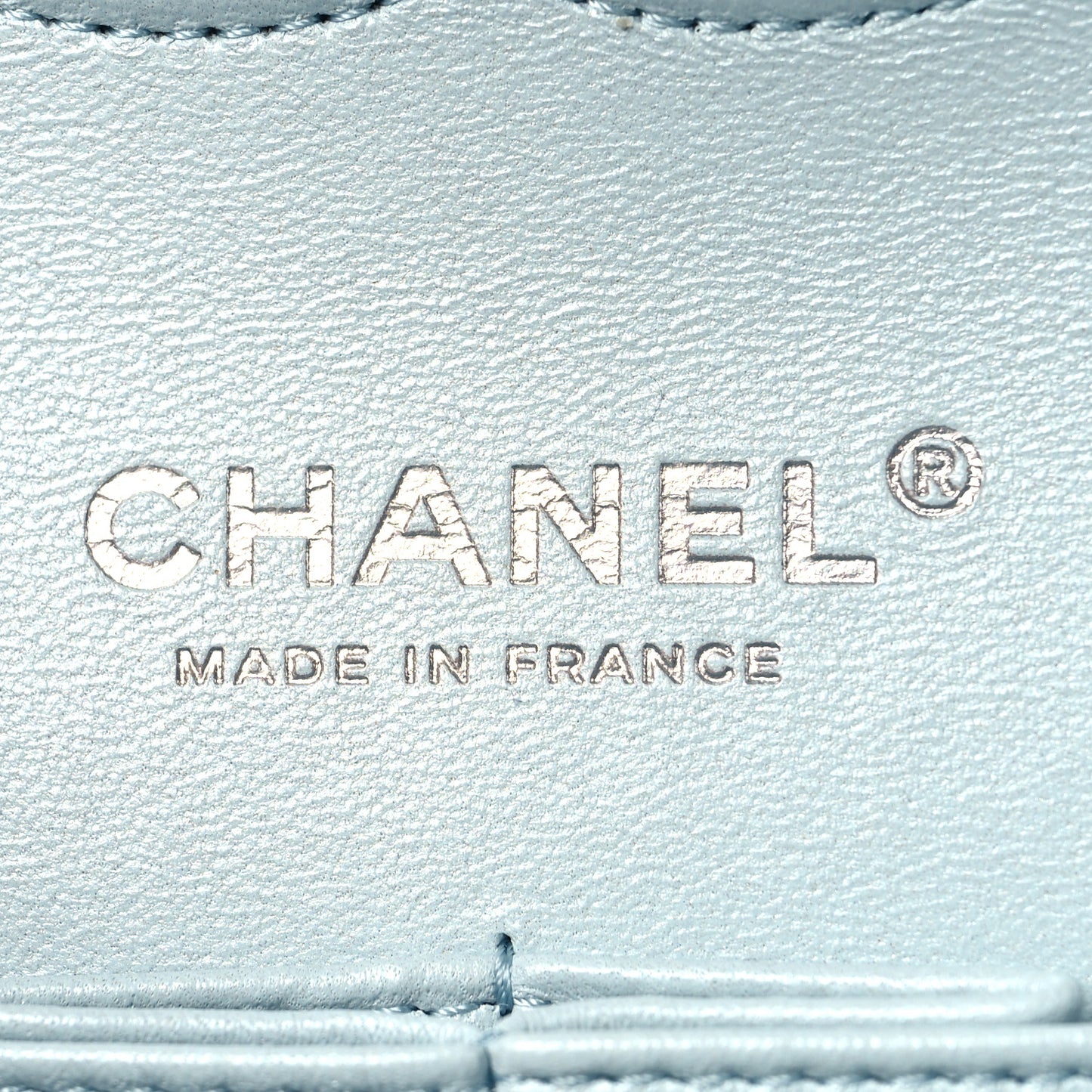 Perforated Lambskin Quilted Medium Double Flap Light Blue Light Purple White