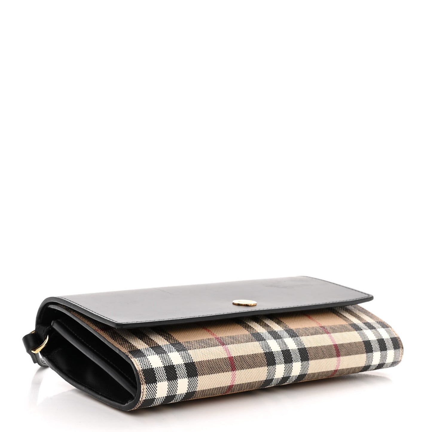 Calfskin Vintage Check Hannah Wallet with Detachable Strap Black