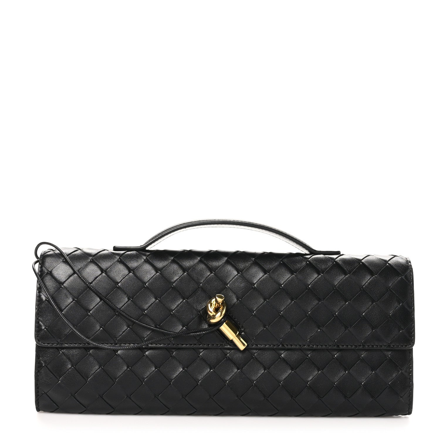 Bottega Veneta Nappa Intrecciato Long Andiamo Top Handle Clutch Black 1 of 7
