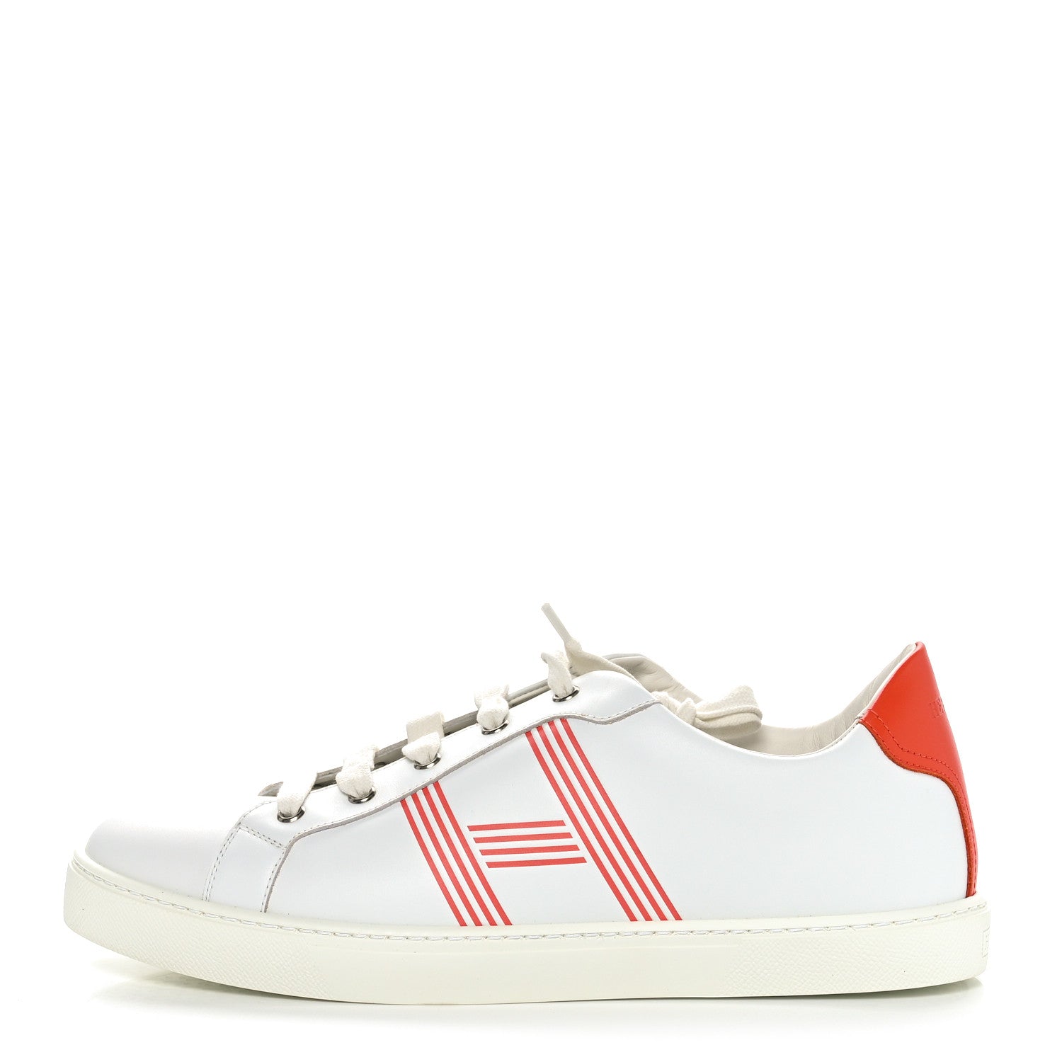 Hermes Calfskin Mens Advantage Sneakers 43 White Orange 1 of 9