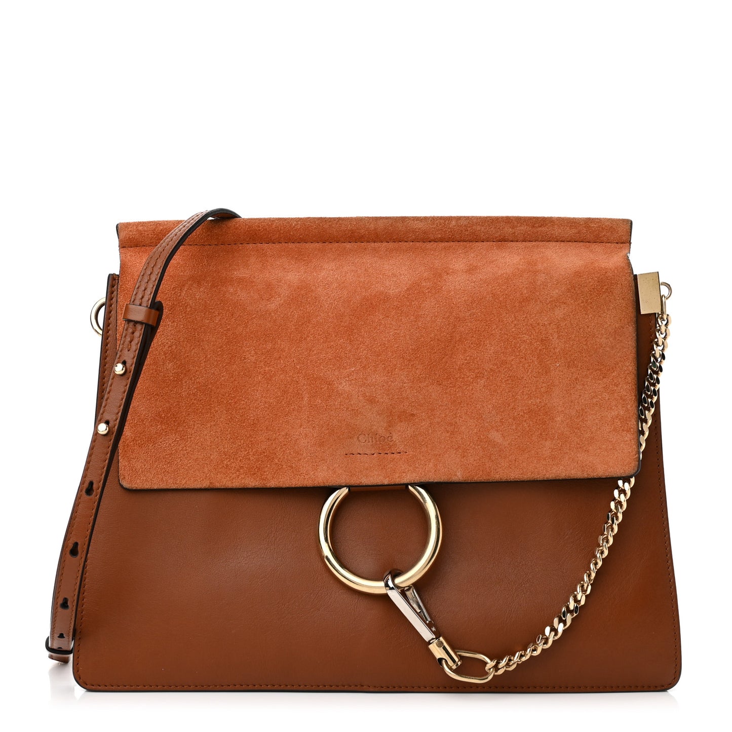 Suede Calfskin Medium Faye Shoulder Bag Tobacco