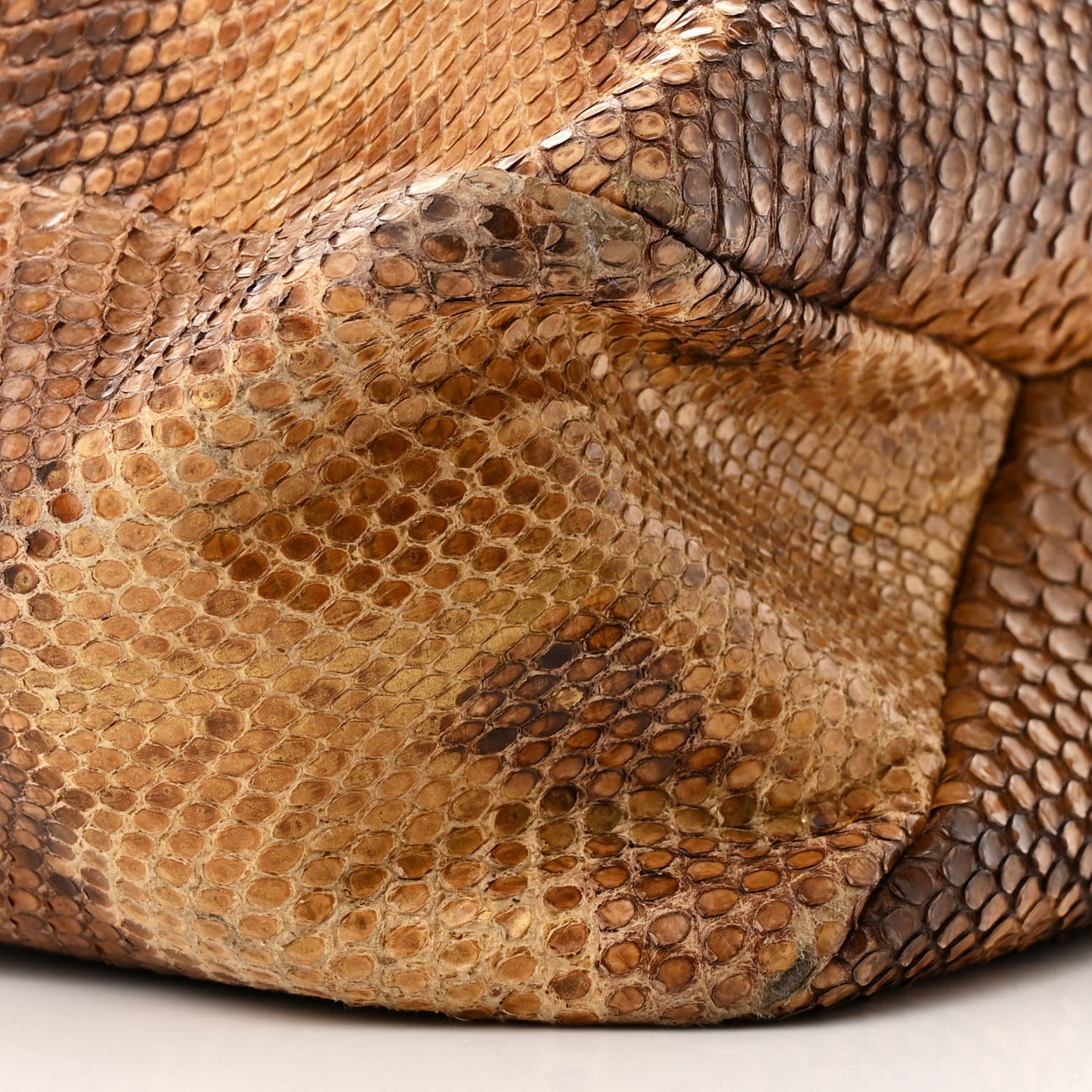 Snakeskin Large Horsebit Chain Hobo Gold