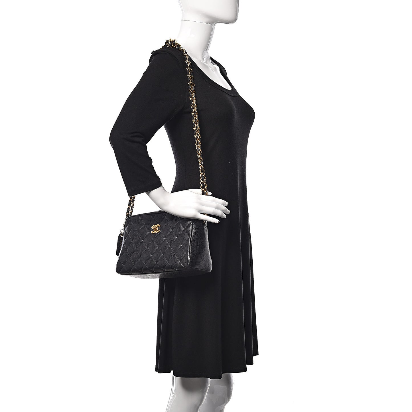 Caviar Quilted Camera Case Black