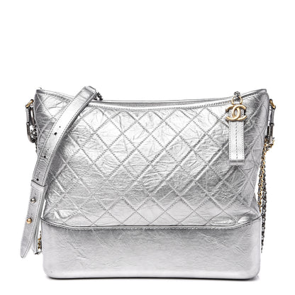Chanel Metallic Lambskin Calfskin Quilted Large Gabrielle Hobo Silver 1 of 10