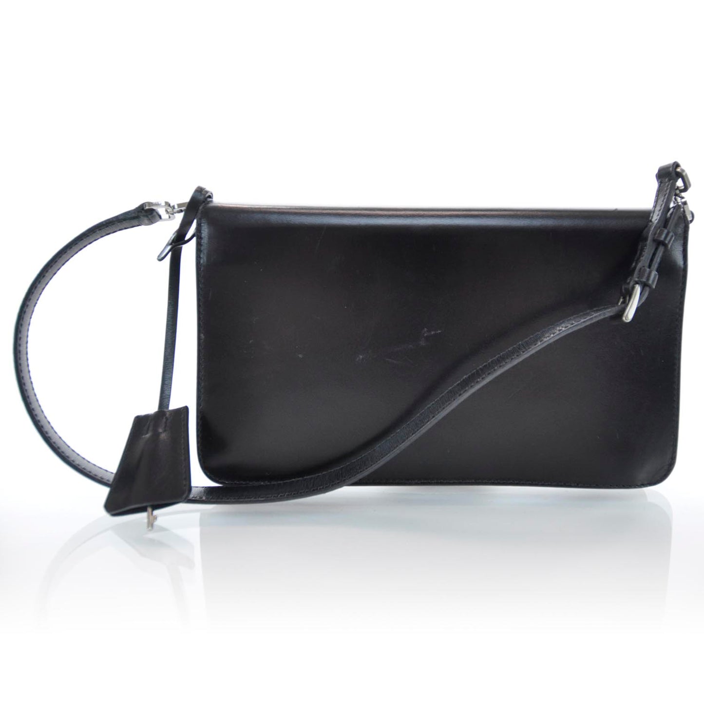 Spazzolato Pushlock Flap Bag Black