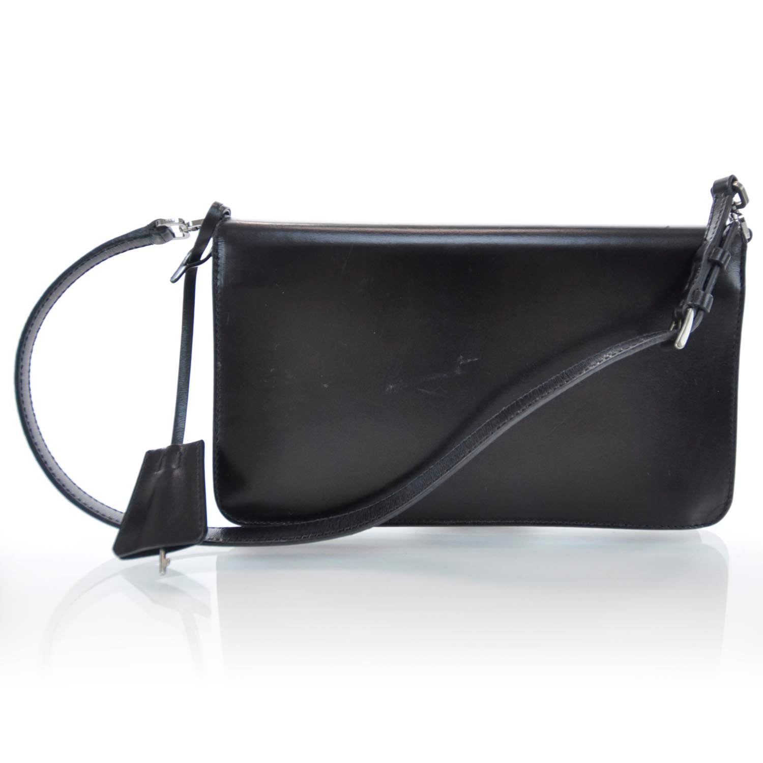 Prada Spazzolato Pushlock Flap Bag Black 3 of 10