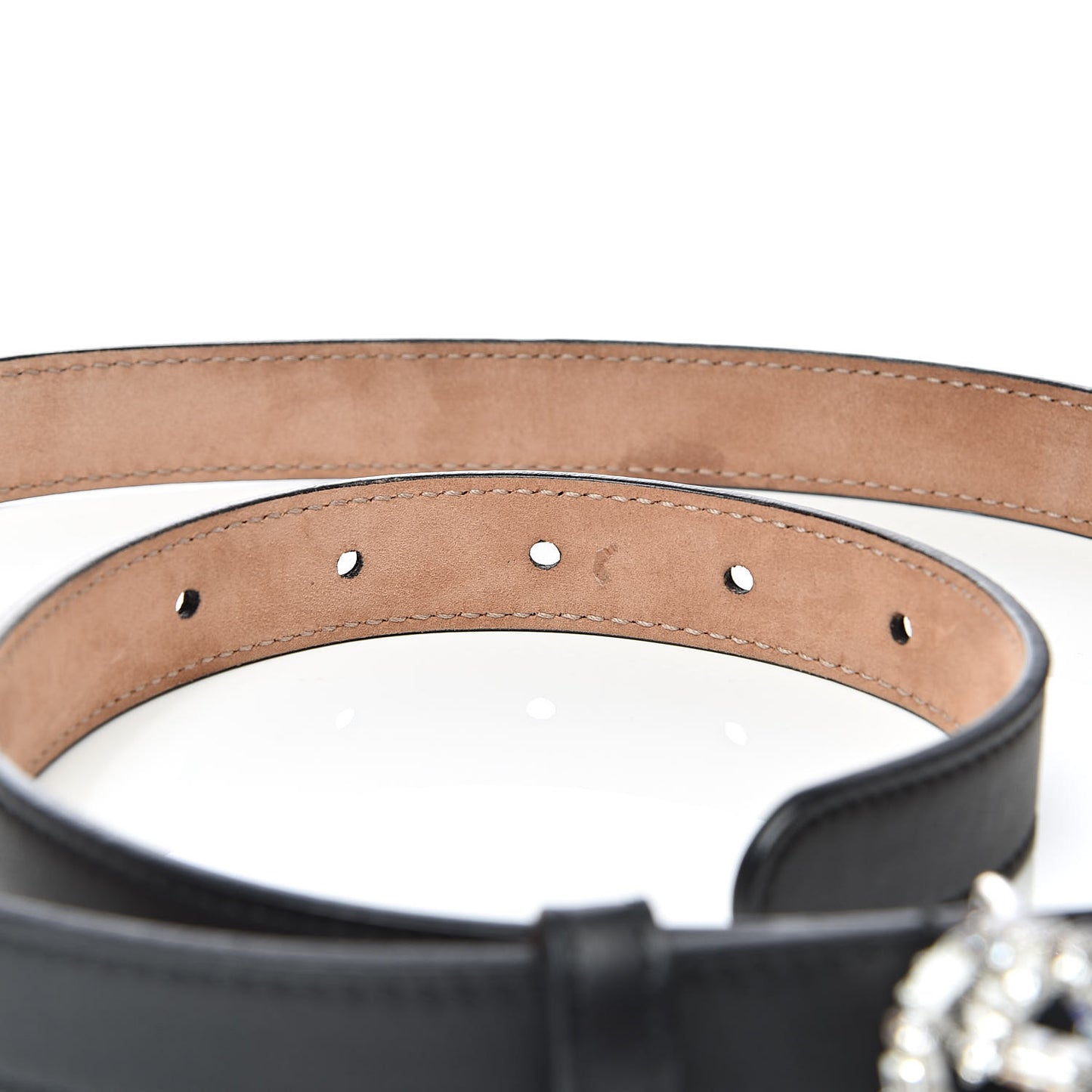 Calfskin Crystal Interlocking G Belt 95 38 Black
