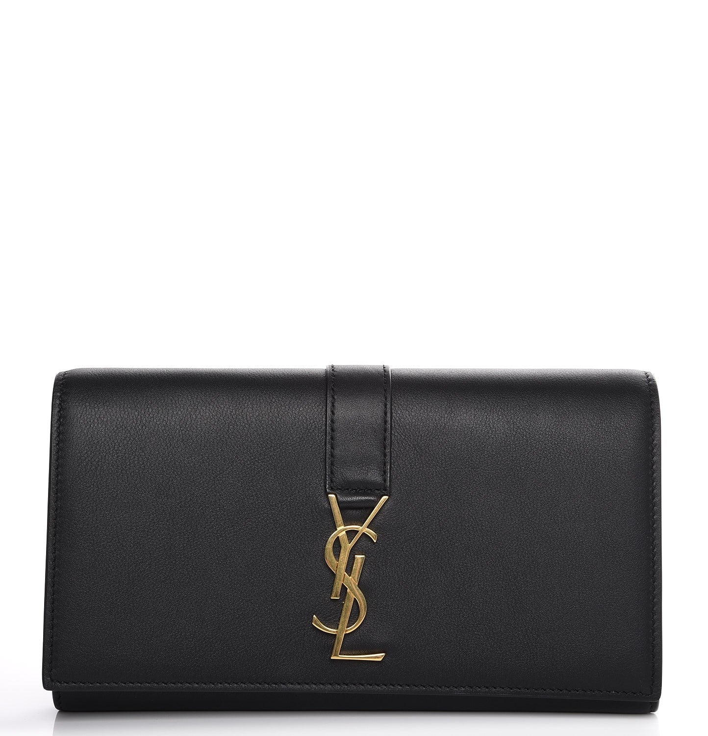 Calfskin Monogram Large Flap Wallet Black