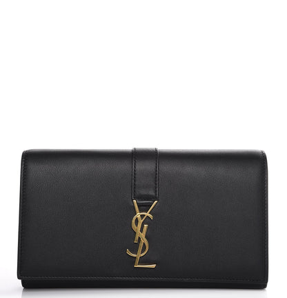 Saint Laurent Calfskin Monogram Large Flap Wallet Black 1 of 7