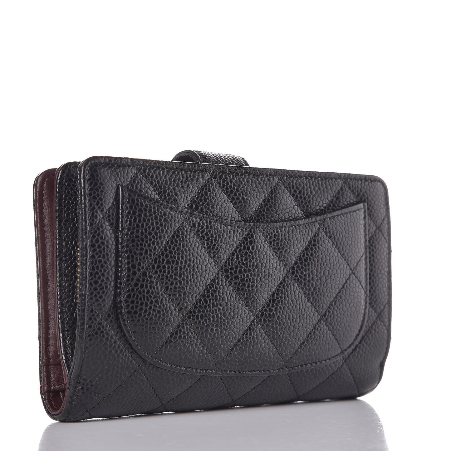 Caviar Quilted Zipped Pocket Wallet Black