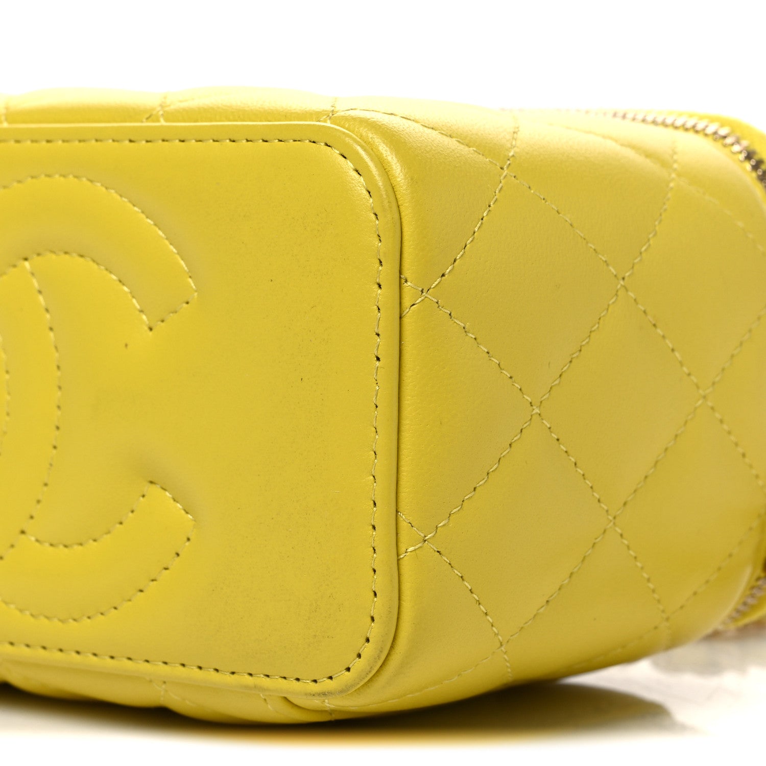 Chanel Lambskin Quilted Small Pearl Crush Vanity Case With Chain Yellow 10 of 10
