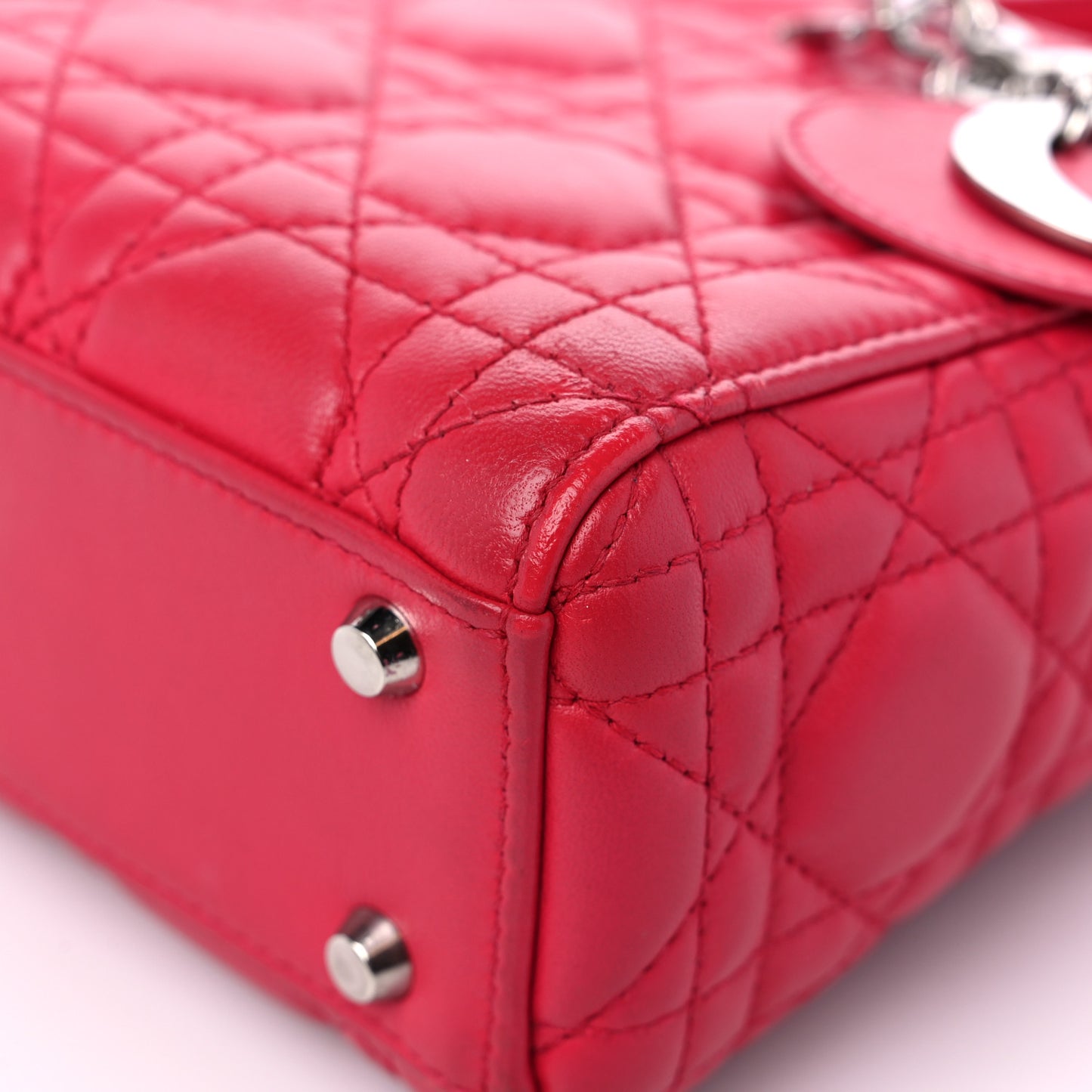 Lambskin Cannage Mini Lady Dior Fuchsia