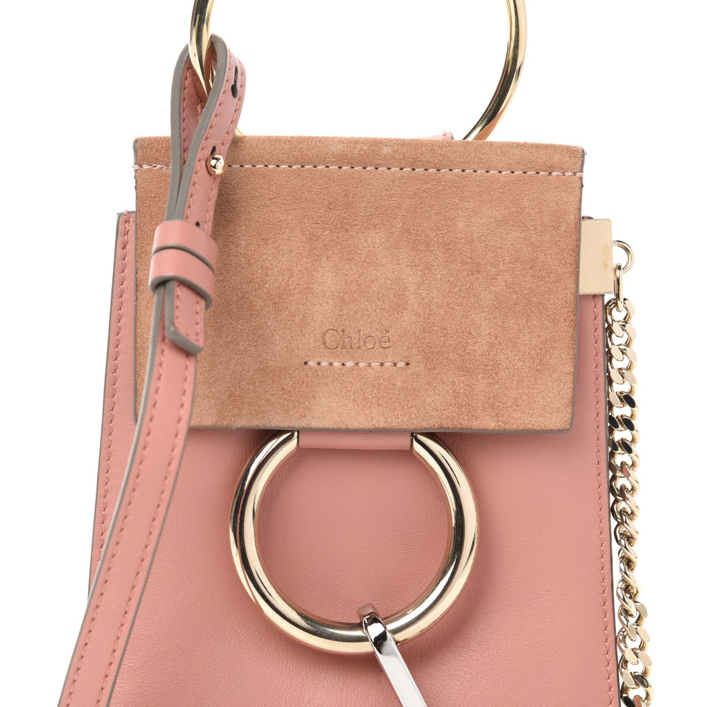 Suede Calfskin Mini Faye Bracelet Bag Ideal Blush