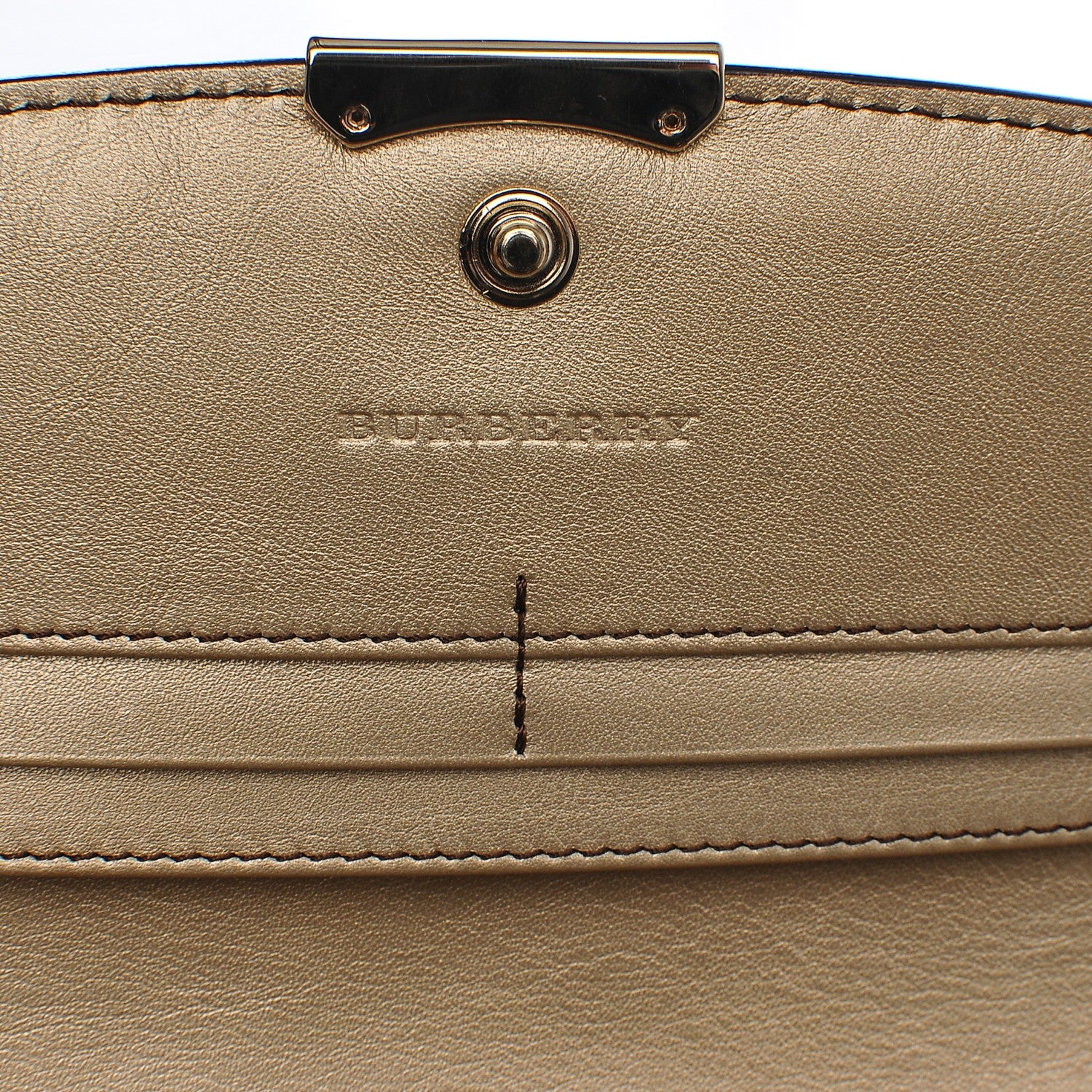 Burberry Metallic Signature Grain Calfskin Check Embossed Porter Continental Wallet Camel Gold 5 of 7