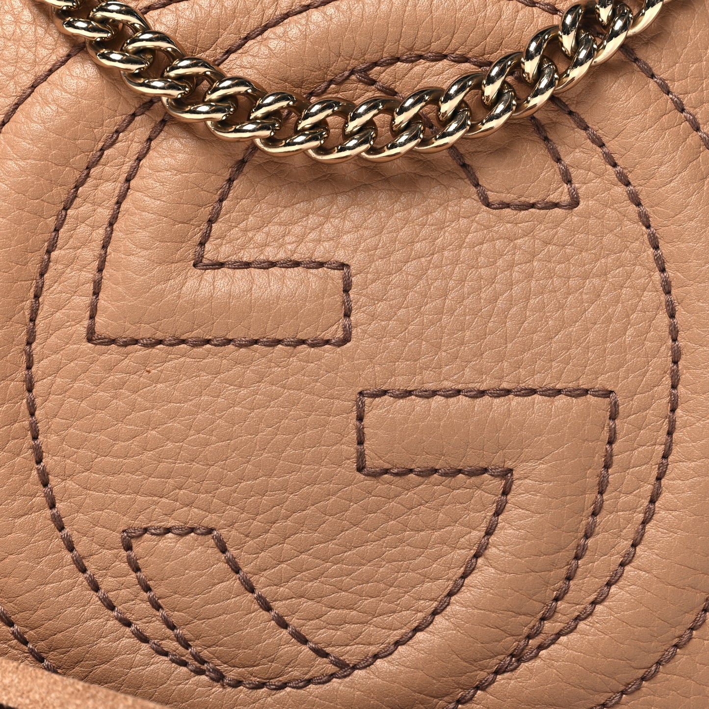 Pebbled Calfskin Mini Soho Chain Bag Camelia