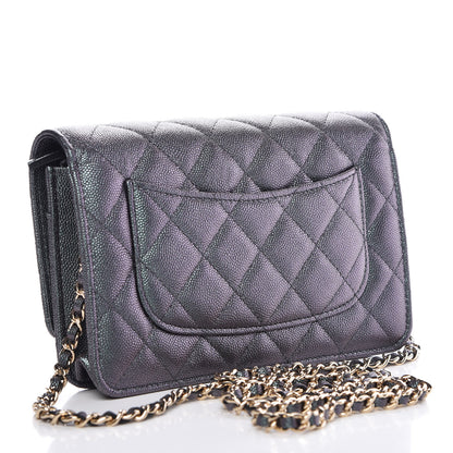Chanel Iridescent Caviar Quilted Wallet On Chain WOC Black 3 of 13