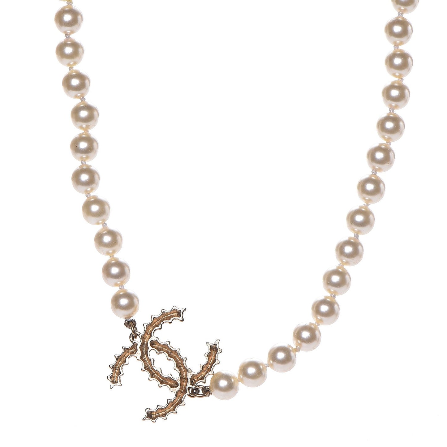Pearl CC Short Necklace Gold