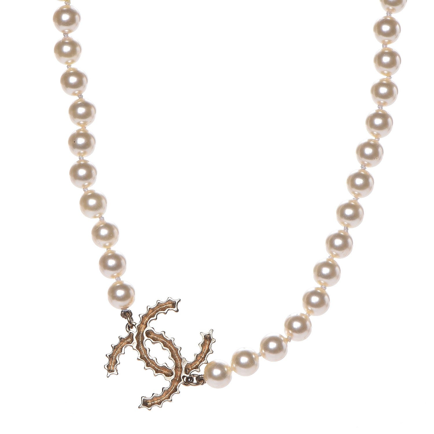 Chanel Pearl CC Short Necklace Gold 1 of 6