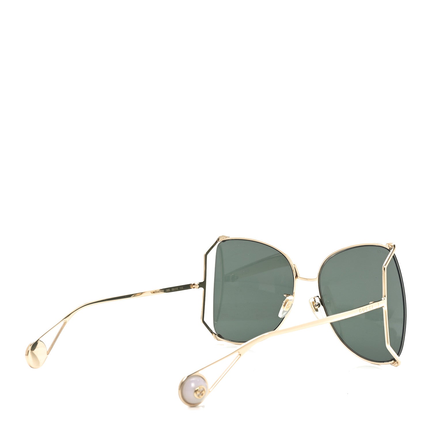 Gucci Oversized Round Sunglasses GG0252S Gold Green 4 of 7