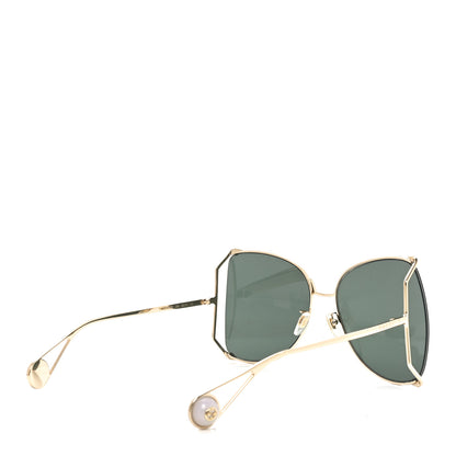 Gucci Oversized Round Sunglasses GG0252S Gold Green 4 of 7