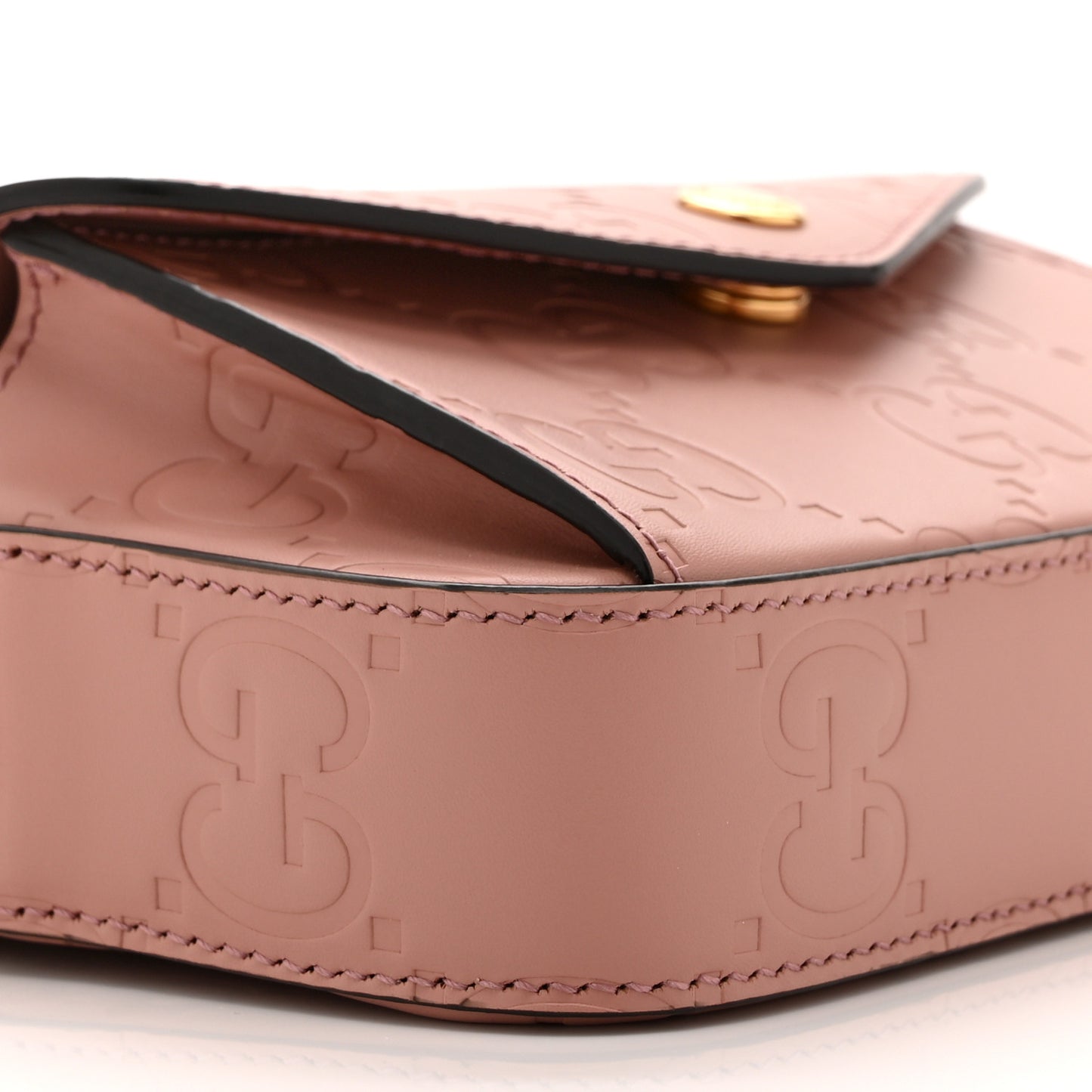 Calfskin GG Super Mini Debossed Chain Wallet Dust Carmine