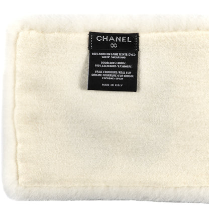 Chanel Shearling Cashmere CC Scarf Black White 7 of 8