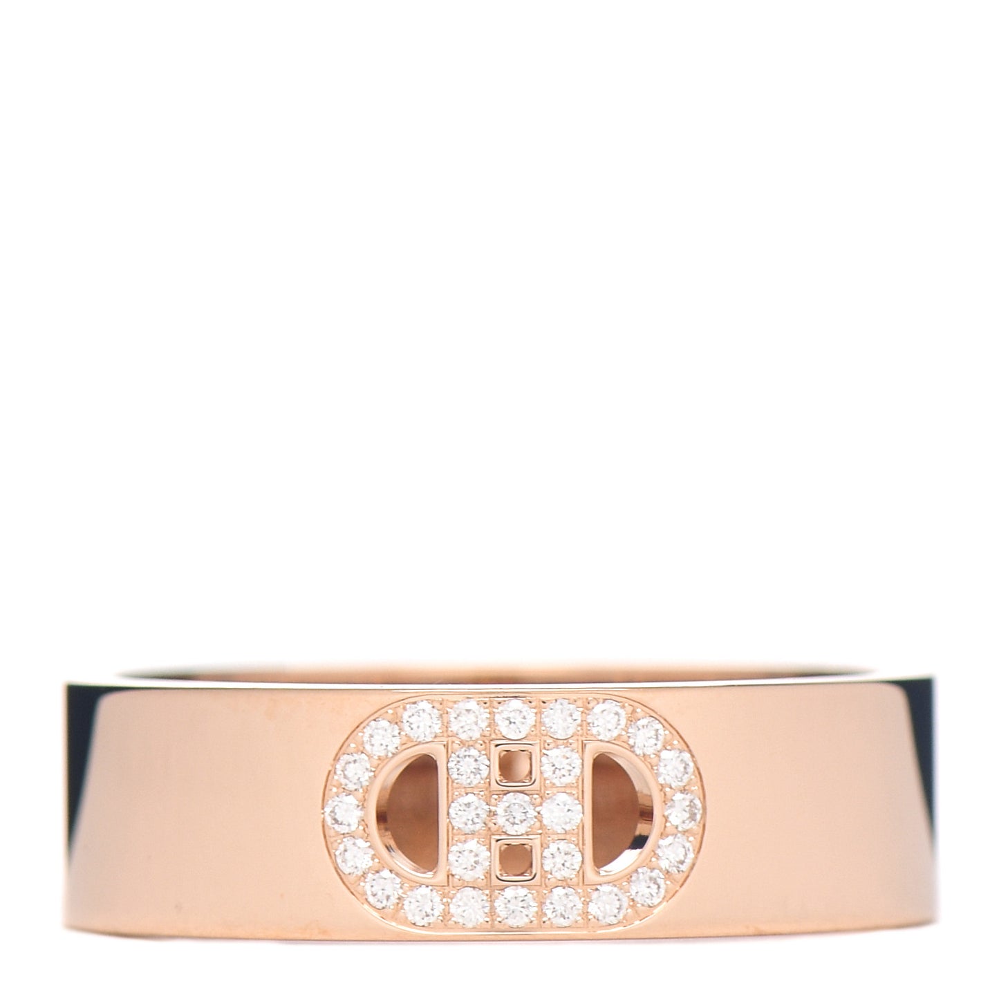 18K Rose Gold Diamond PM H D'Ancre Ring 53 6.5