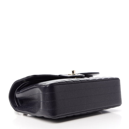 Chanel Caviar Chevron Quilted Small Double Flap Navy Blue 4 of 10