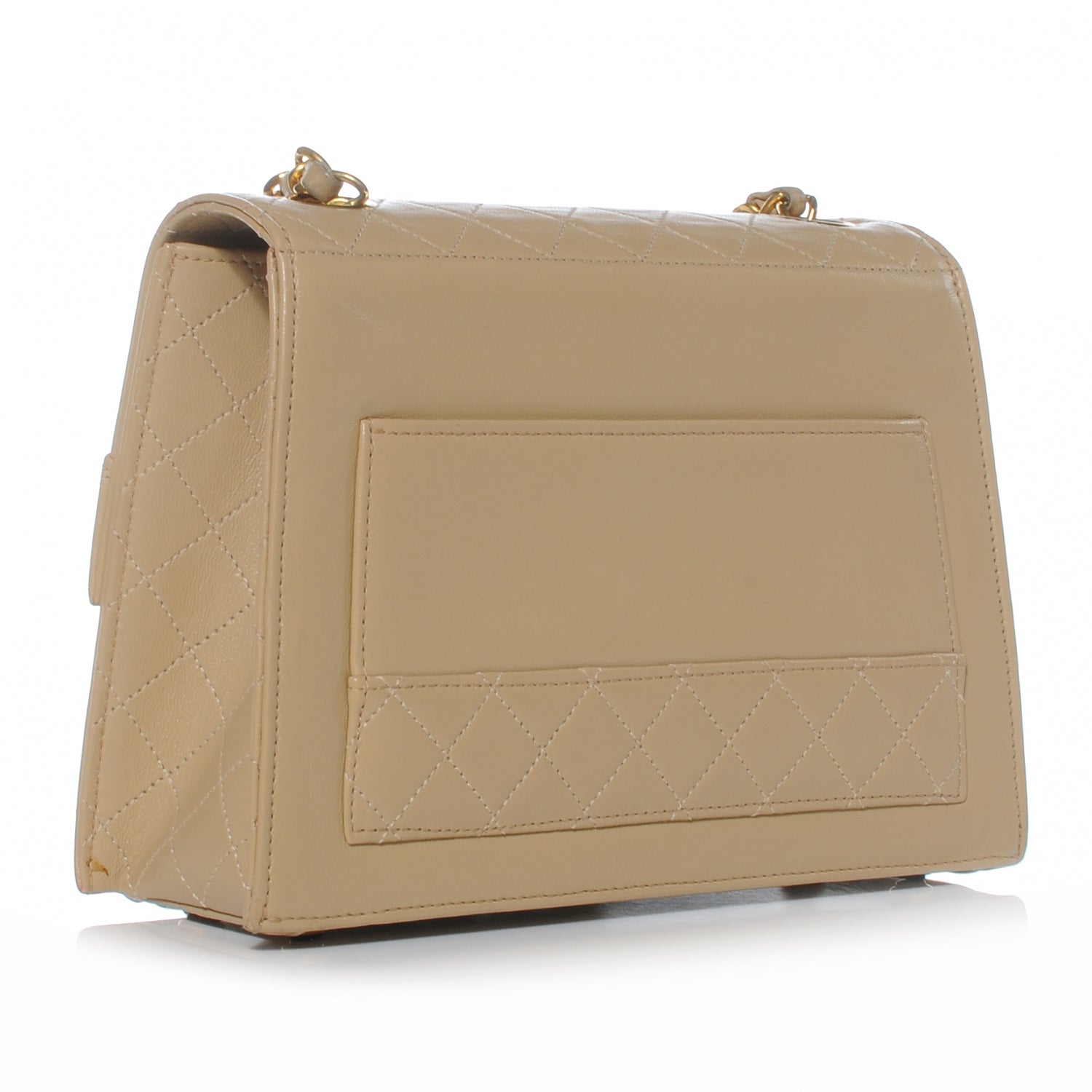 Chanel Lambskin Quilted Trapezoid Shoulder Flap Bag Beige 3 of 9