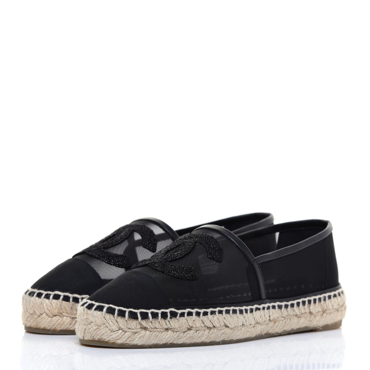 Mesh Grosgrain CC Espadrilles 36 Black
