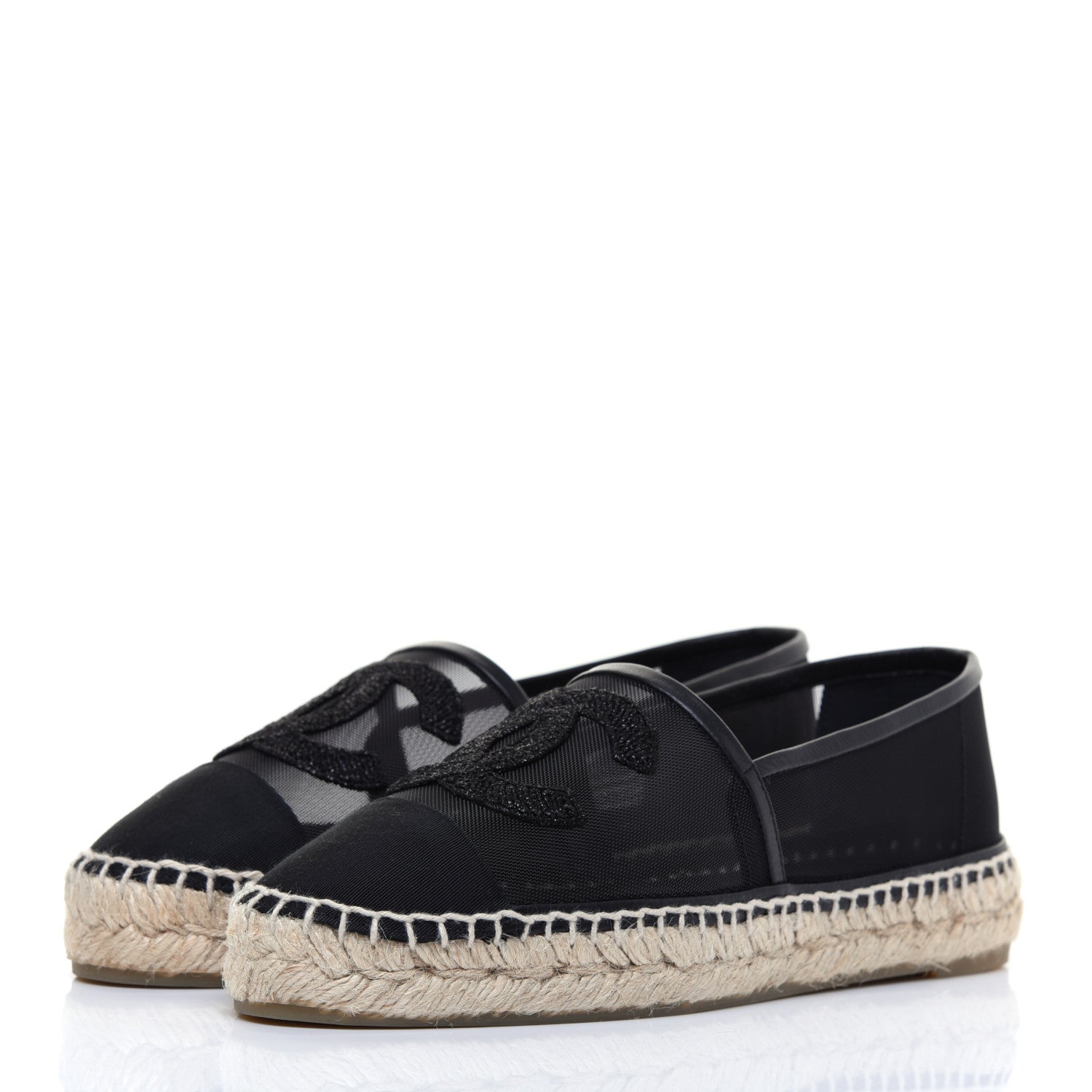 Chanel Mesh Grosgrain CC Espadrilles 36 Black 3 of 8