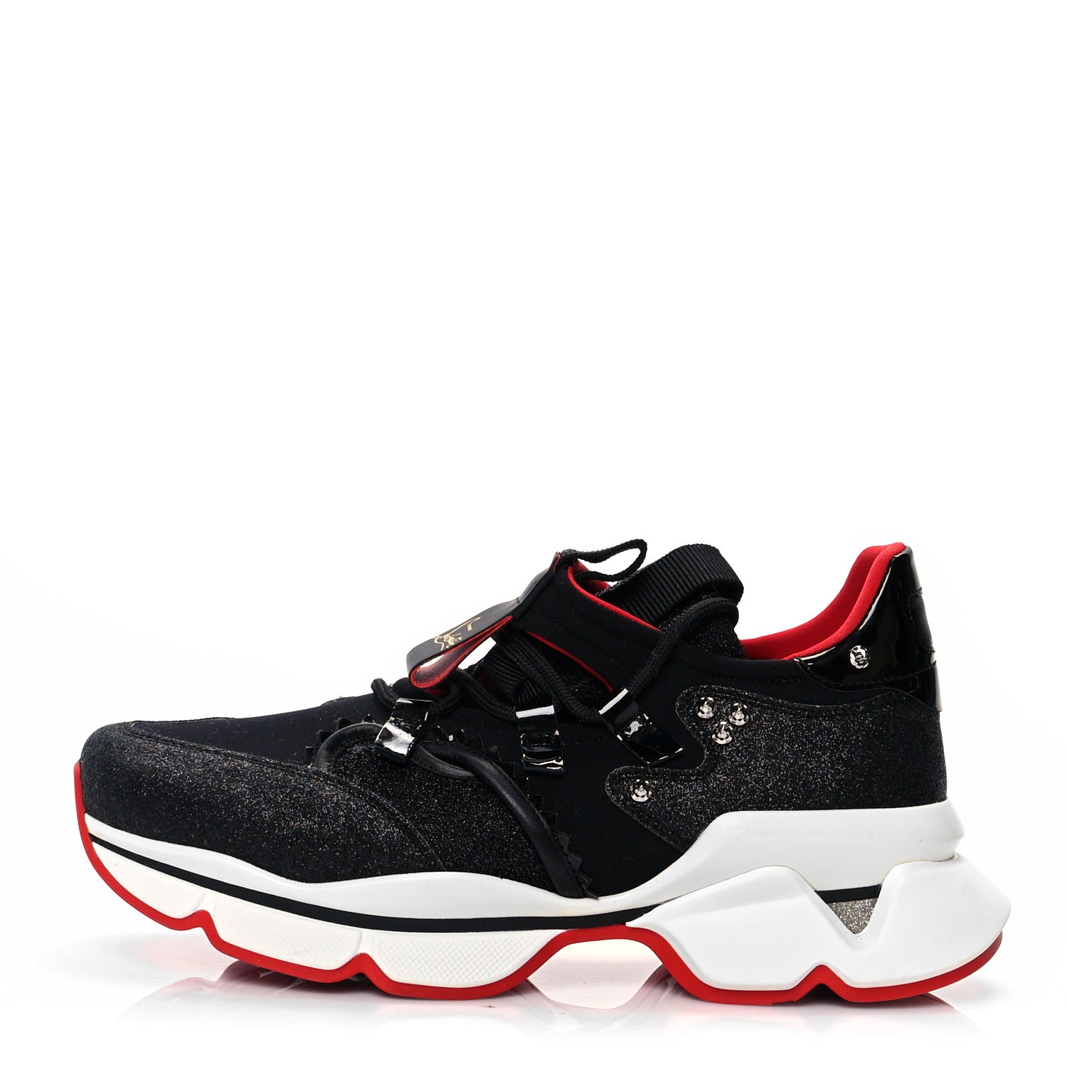 Christian Louboutin Glitter Donna Red Runner Flat Sneaker 39 Black 1 of 9