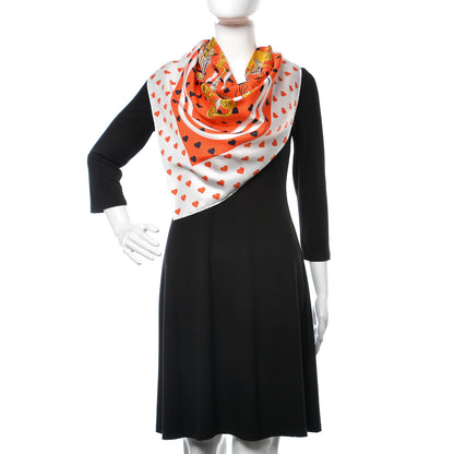 Hermes Silk Brides De Gala Love Scarf 90 Orange Marine White 2 of 4