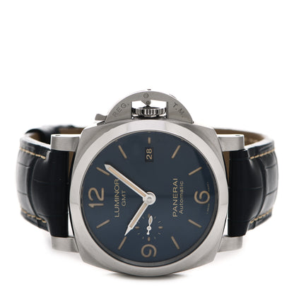Panerai Stainless Steel Alligator 44mm Luminor 1950 GMT Automatic Watch Blue PAM01033 2 of 5