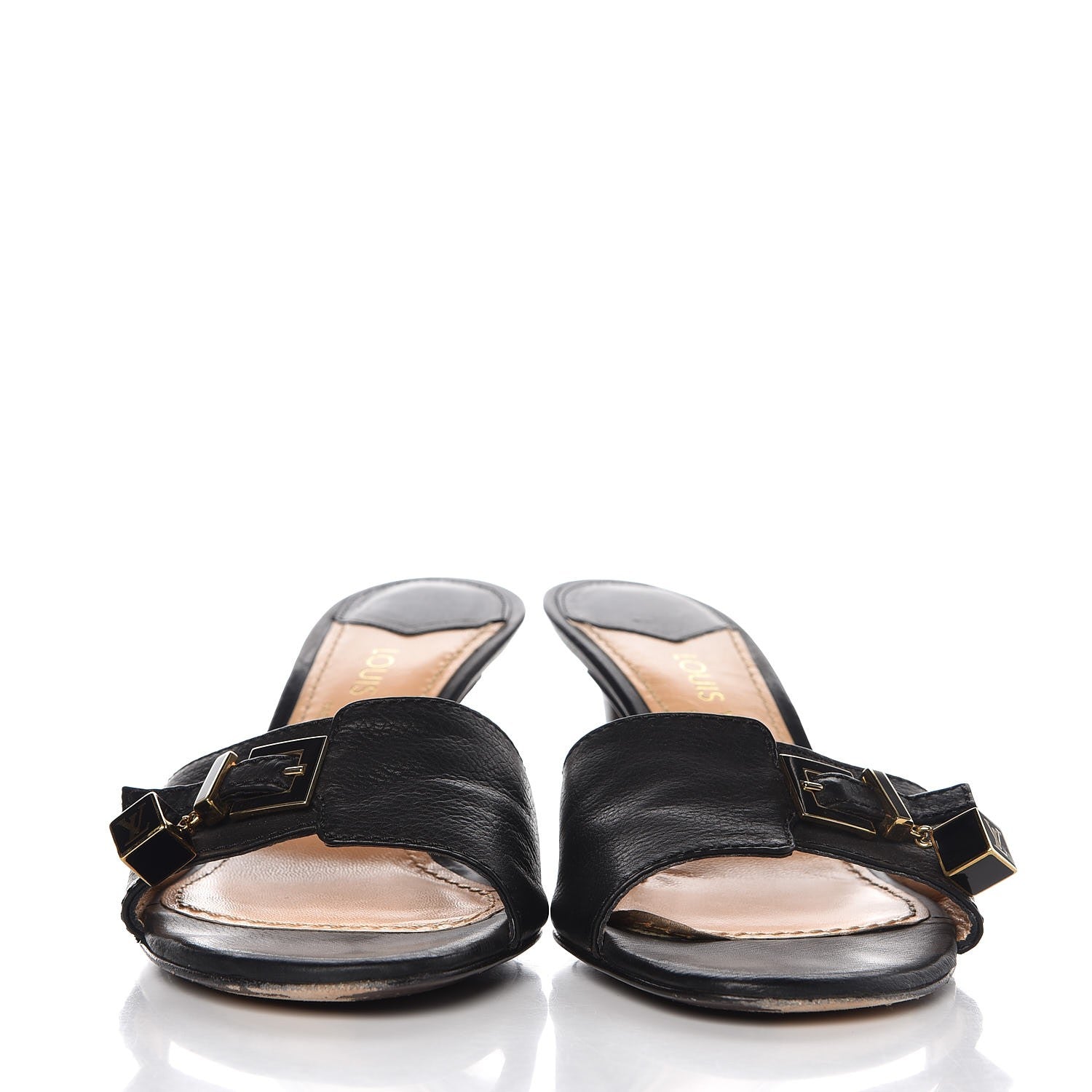 Louis Vuitton Calfskin Open Toe Mules 37 Black 2 of 12