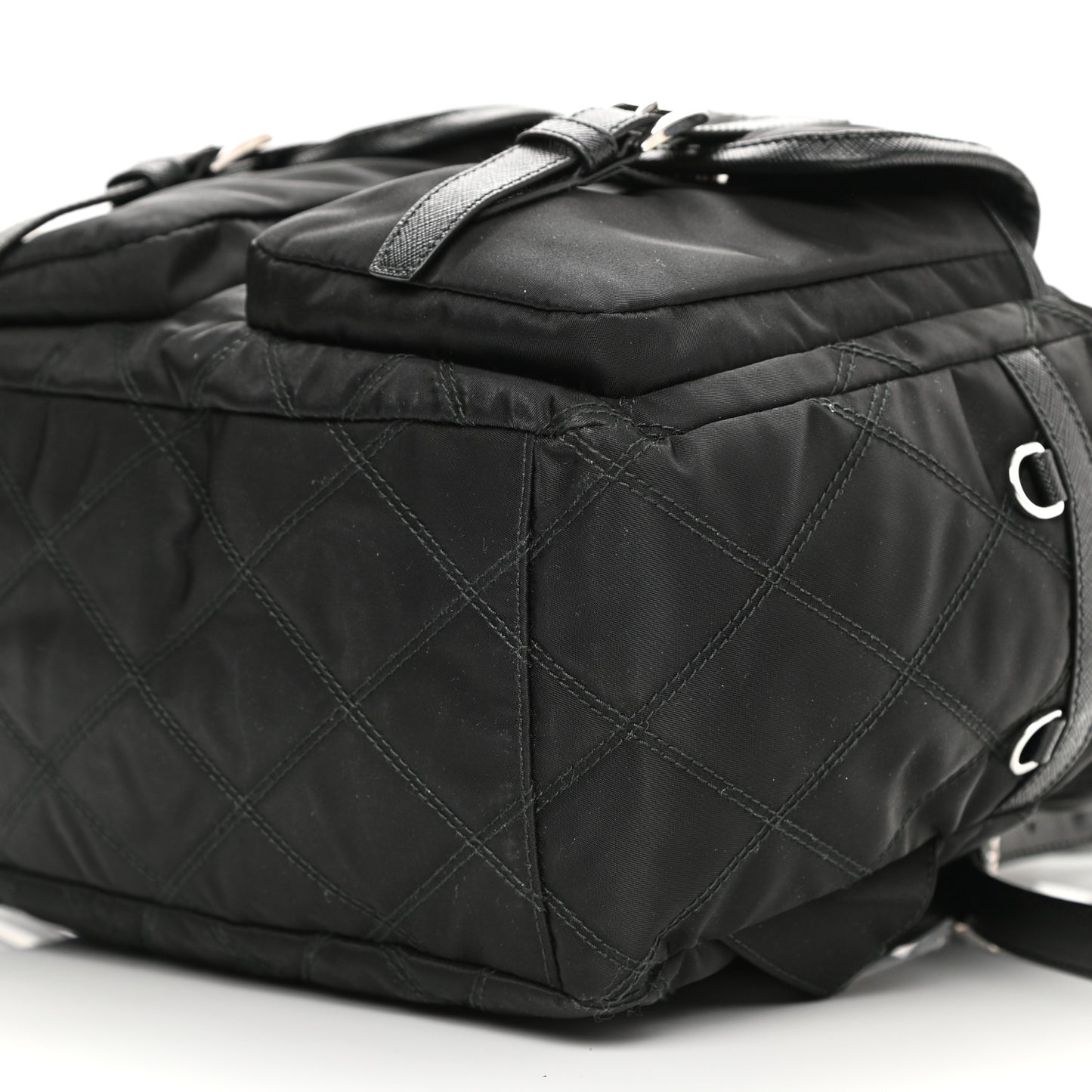 Tessuto Nylon Saffiano Vela Quilted Backpack Black