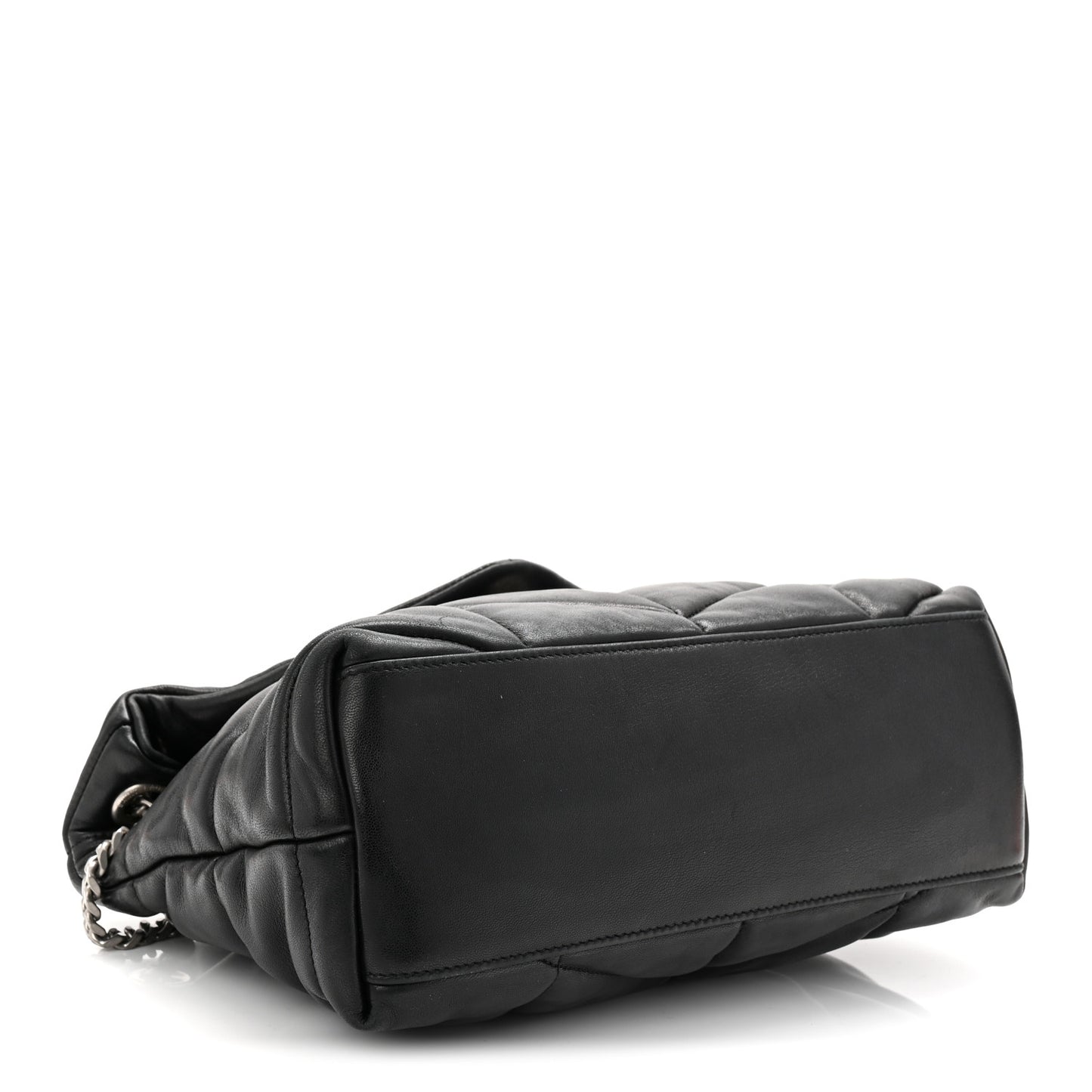 Lambskin Quilted Small Loulou Puffer Monogram Chain Satchel Black