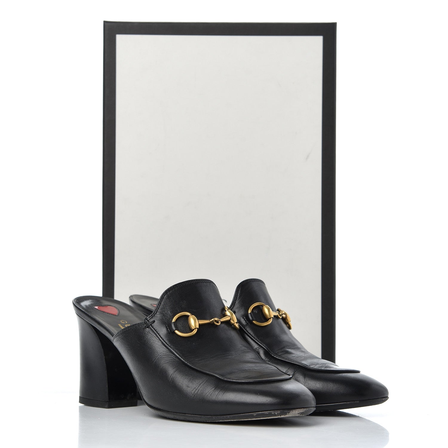 Gucci Malaga Kid Horsebit Princetown Mid Heel Mules 36.5 Black 21 of 21