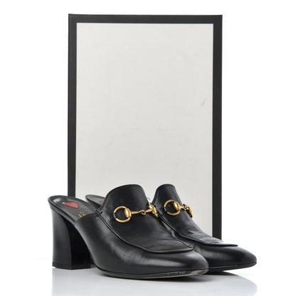 Gucci Malaga Kid Horsebit Princetown Mid Heel Mules 36.5 Black 21 of 21