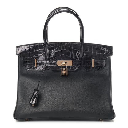 Hermes Taurillon Novillo Shiny Niloticus Crocodile Birkin Touch 30 Black 1 of 9